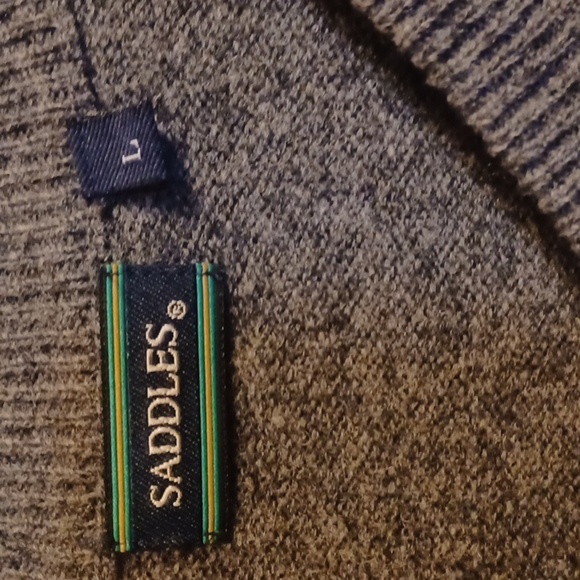 SADDLES MENS PULLOVER SWEATER, WOOL, LONG SLEEVES LARGE. - Picture 3 of 5